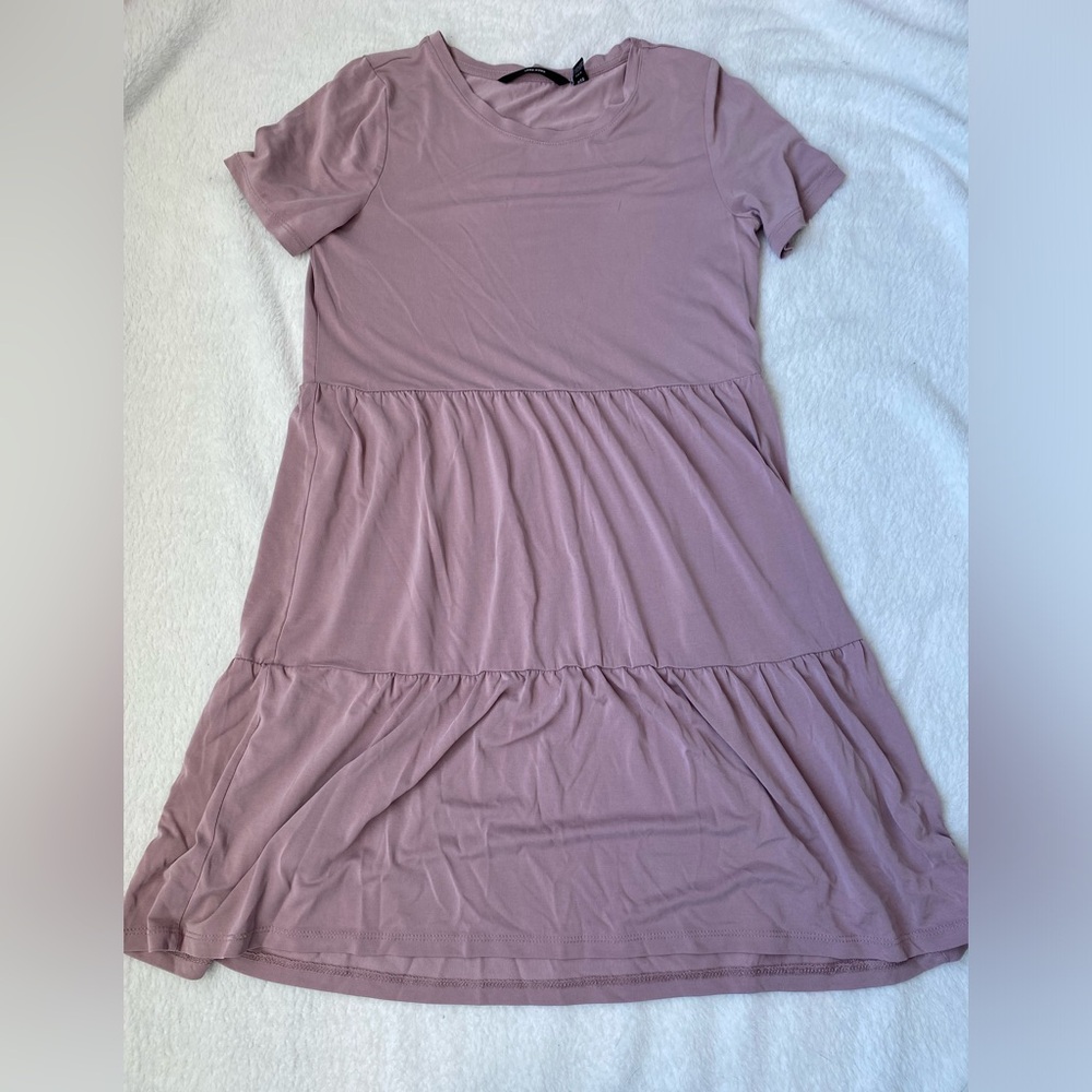 Vero moda mauve tiered tshirt dress (small)